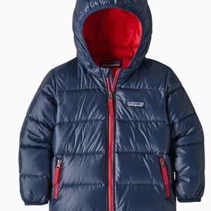 Patagonia Blue Hooded Puffer Coat Jacket with Red Details 5T Puff Boys